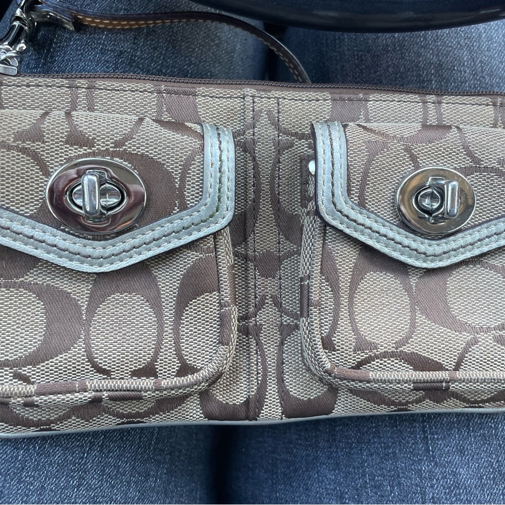 Coach Brown and Tan Signature Wallet